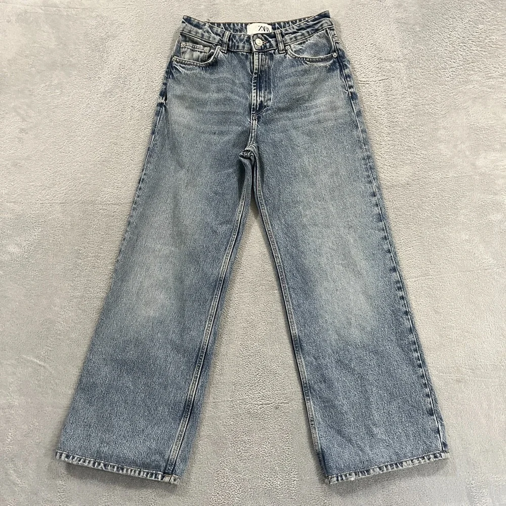 Zara‎ Kaia Jeans Womens 4 Wide Leg High Rise Western Festival Grunge Cowgirl